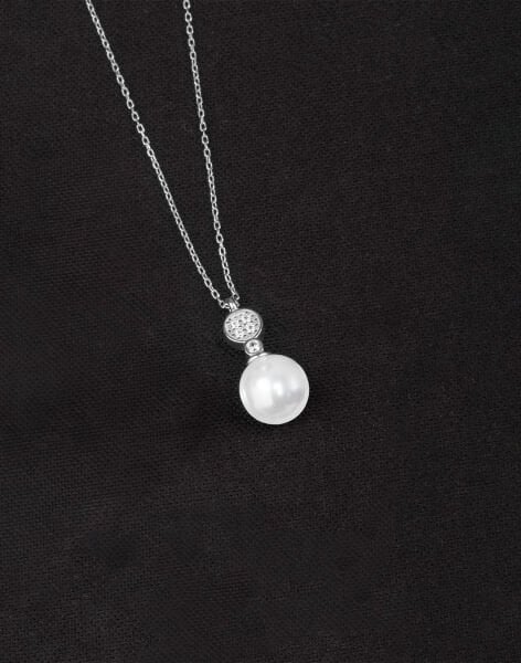 925 Ayar Gümüş Minimal Taşlı Küre İnci Kolye