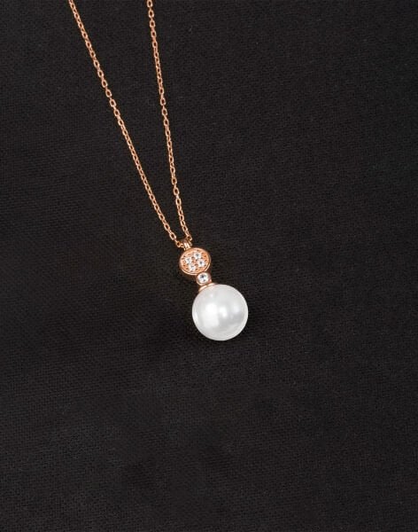 925 Ayar Gümüş Minimal Taşlı Küre İnci Kolye