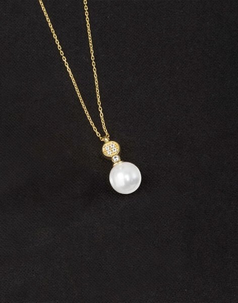 925 Ayar Gümüş Minimal Taşlı Küre İnci Kolye