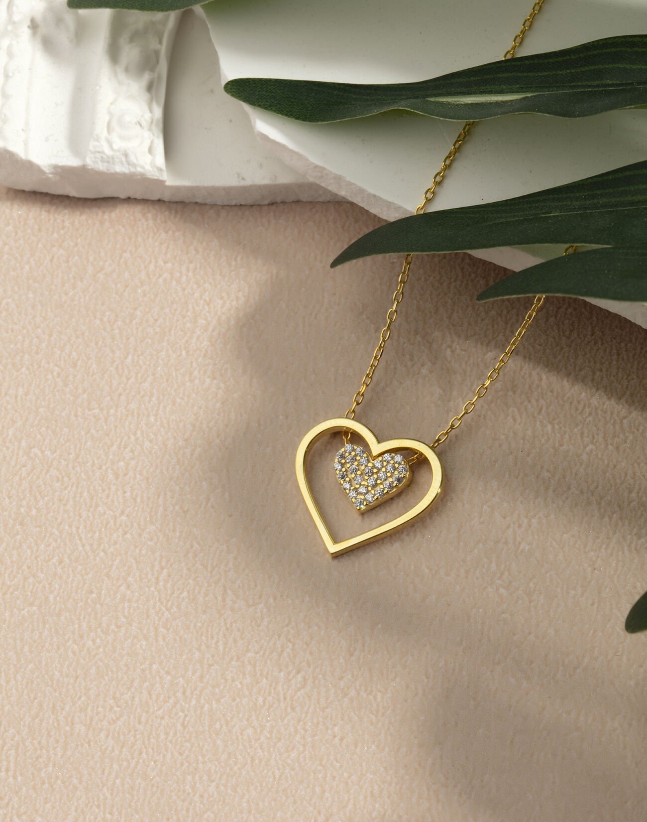 Sonsuz Aşkın Kalbi Gümüş Kolye 14 Ayar Altın Kaplama