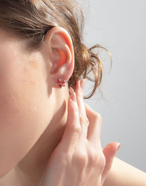 Beni Unutma Çiçeği Gümüş Küpe TURUNCU