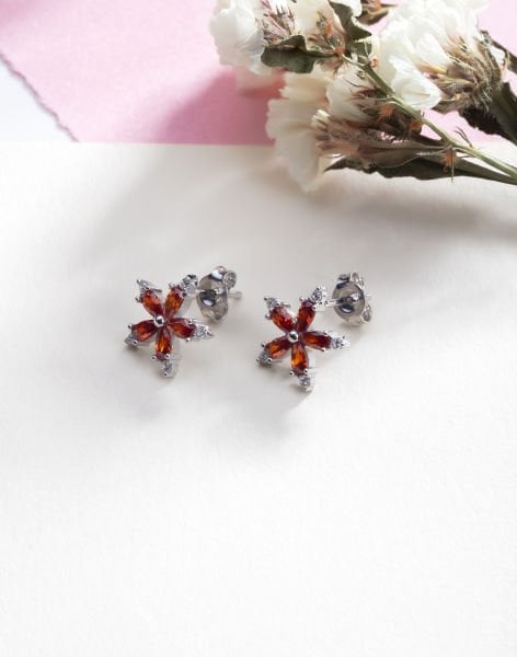 Beni Unutma Çiçeği Gümüş Küpe TURUNCU