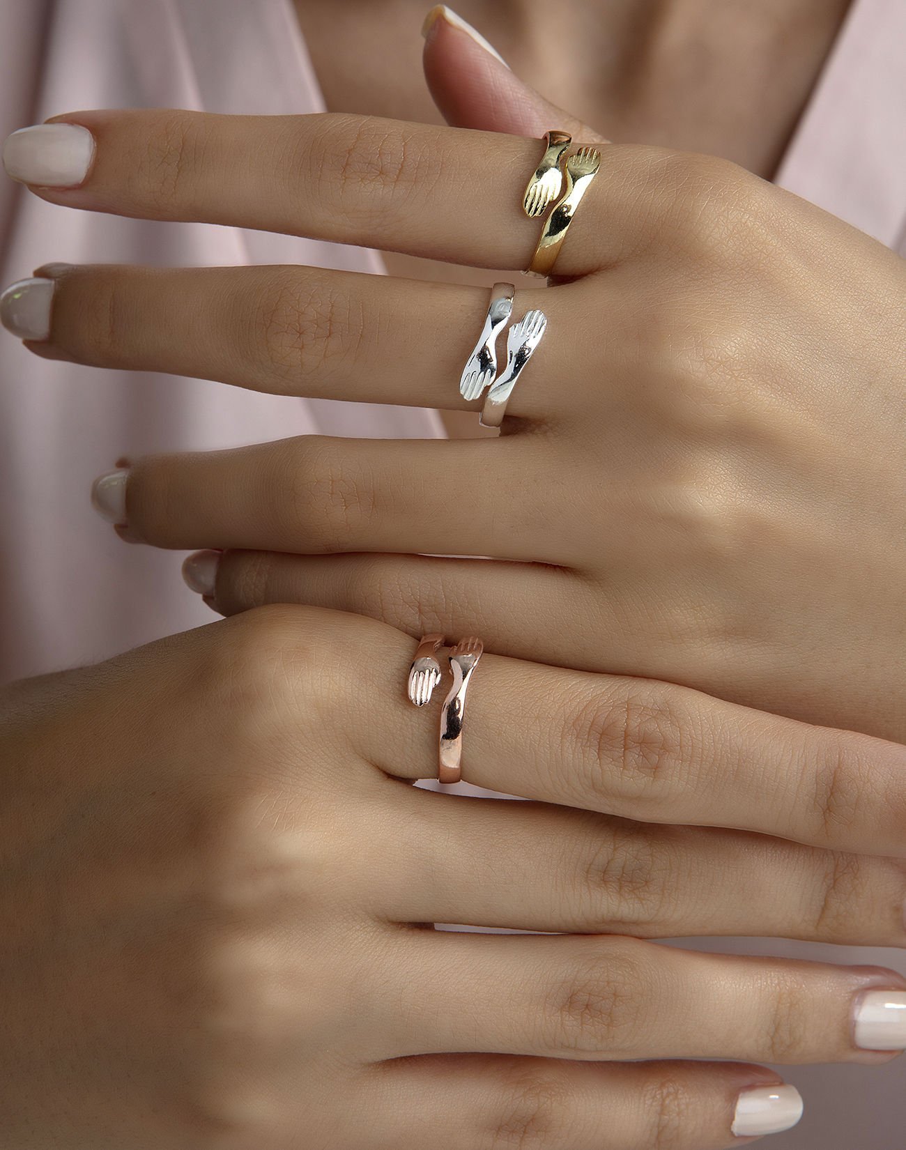 Ayarlanabilir Gümüş Love Hug Yüzük