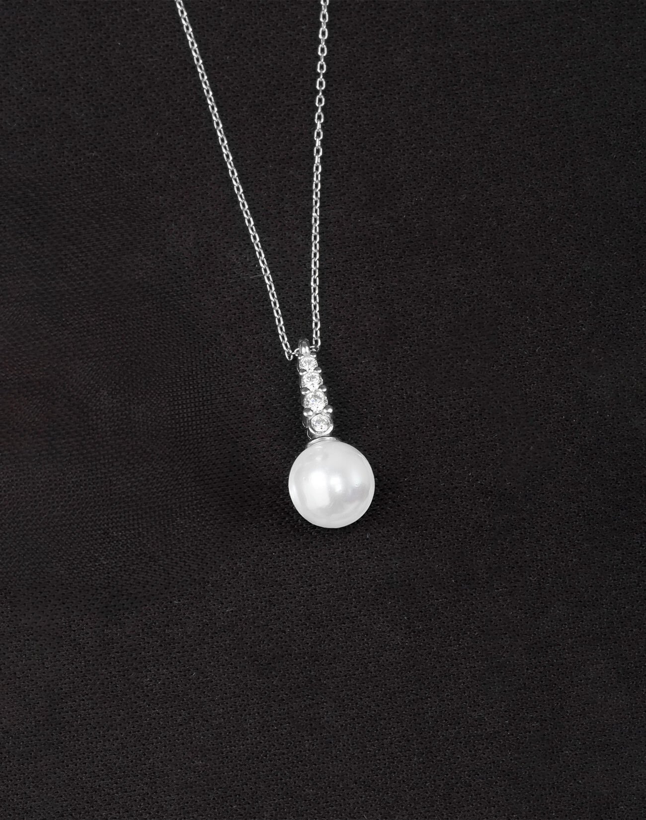 925 Ayar Gümüş Sıra Taşlı Küre İnci Kolye