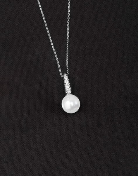 925 Ayar Gümüş Sıra Taşlı Küre İnci Kolye