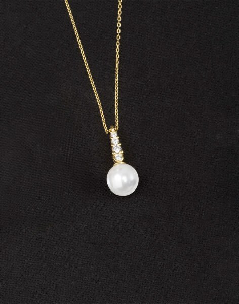 925 Ayar Gümüş Sıra Taşlı Küre İnci Kolye