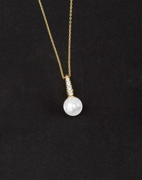 925 Ayar Gümüş Sıra Taşlı Küre İnci Kolye