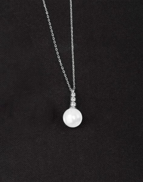 925 Ayar Gümüş Tria Modeli Küre İnci Kolye