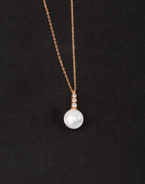 925 Ayar Gümüş Tria Modeli Küre İnci Kolye