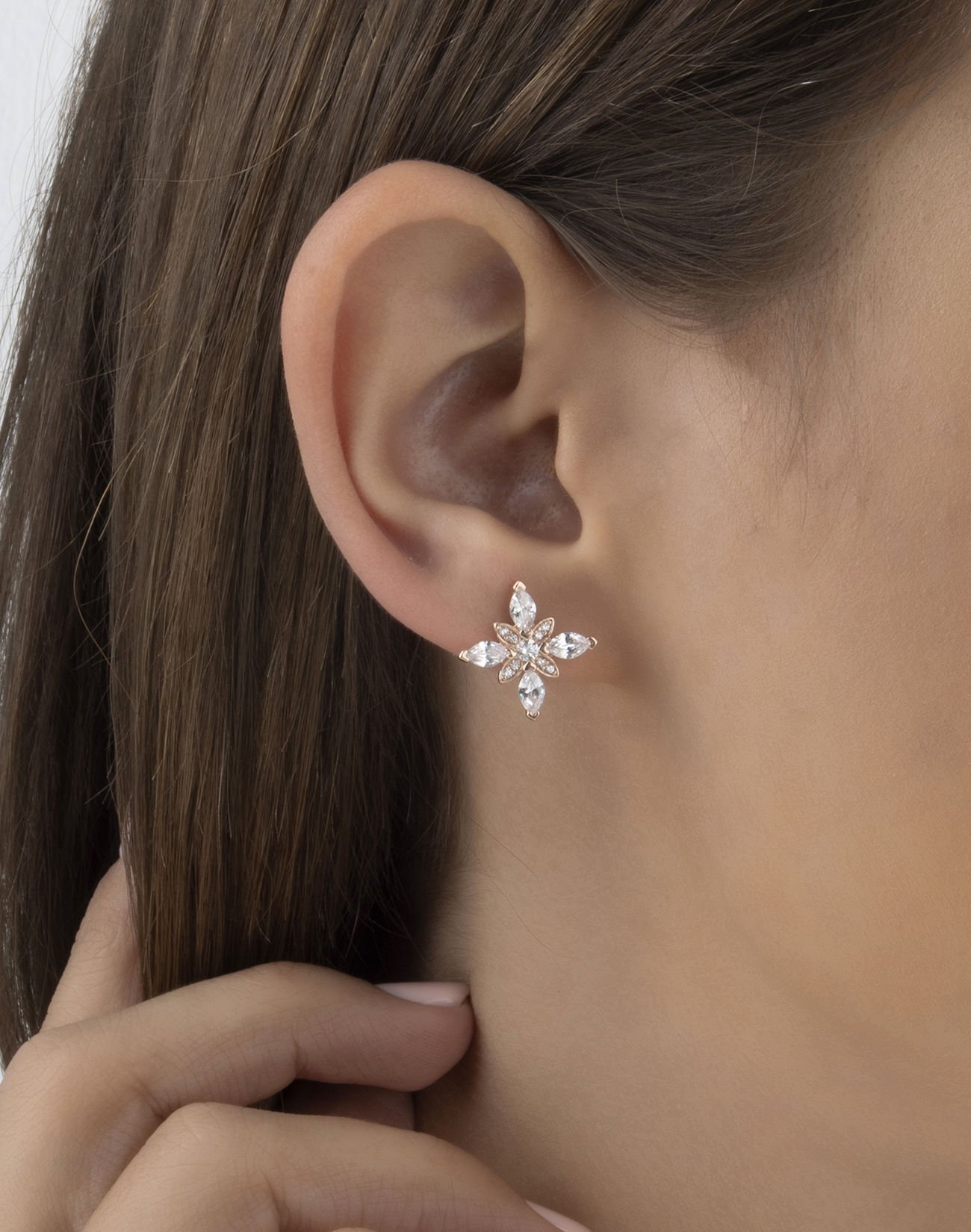 Gümüş Umut Çiçeği Küpe BEYAZ