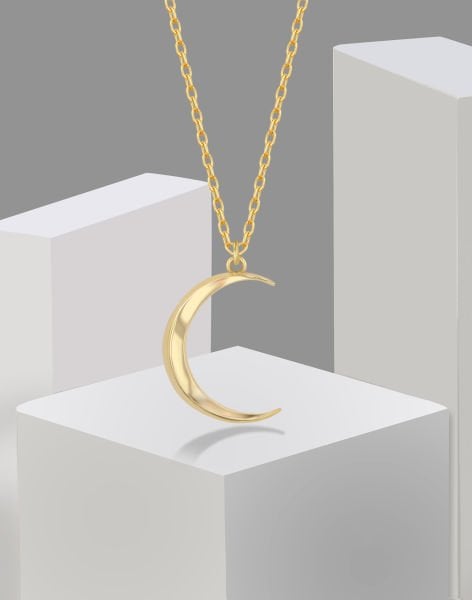 925 Ayar Hilal Ay Gümüş Kolye