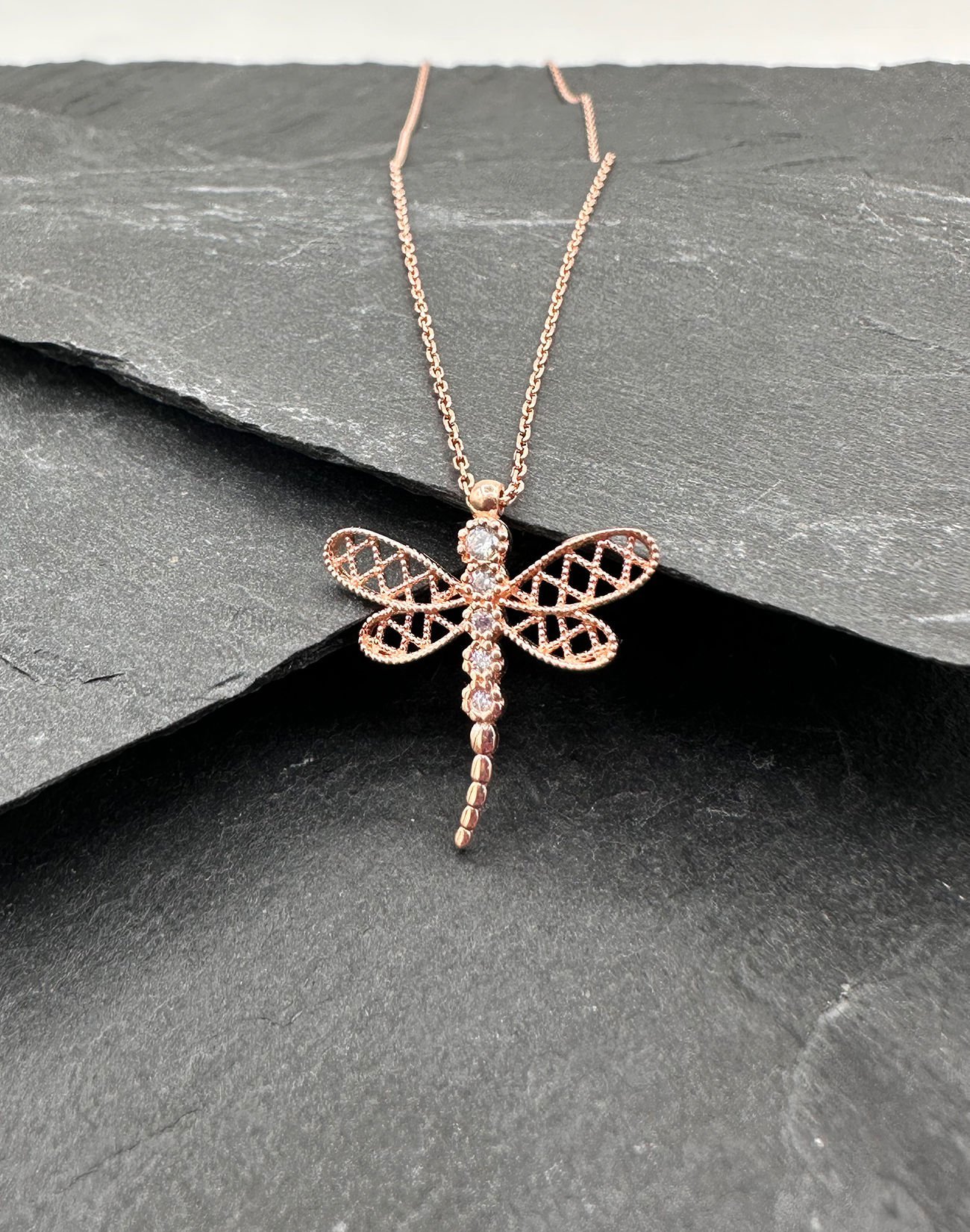 Zirkon Taşlı Gümüş Yusufçuk Kolye