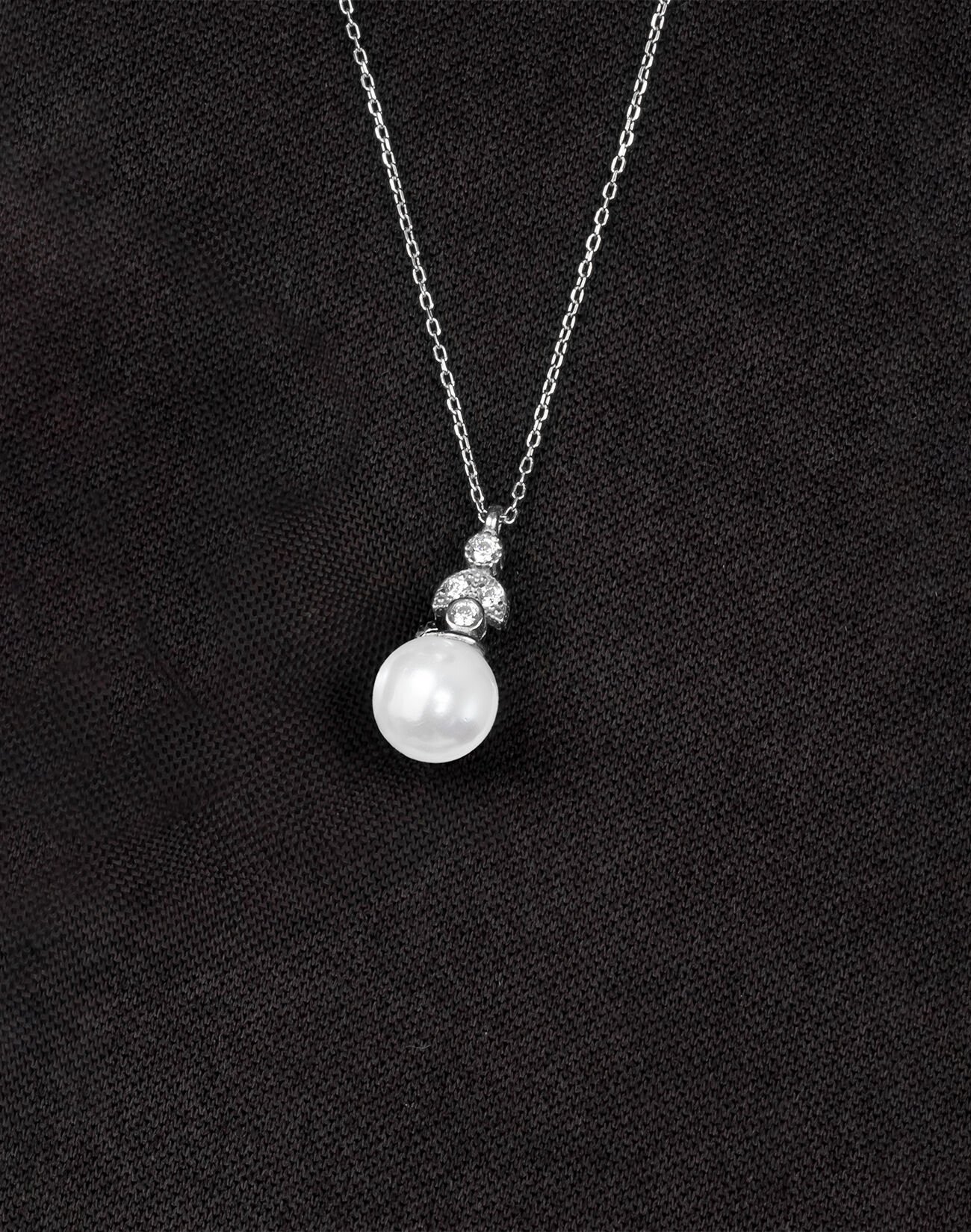 925 Ayar Gümüş Ay Işığı Küre İnci Kolye