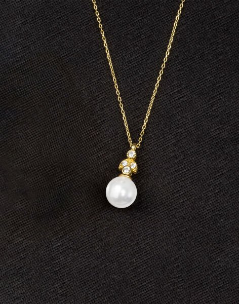 925 Ayar Gümüş Ay Işığı Küre İnci Kolye