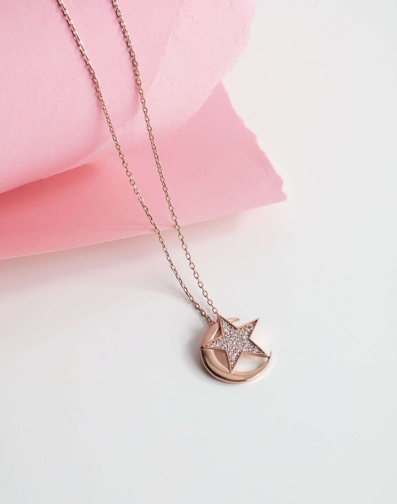 Özel Tasarım Asena Gümüş Ay Yıldız Kolye