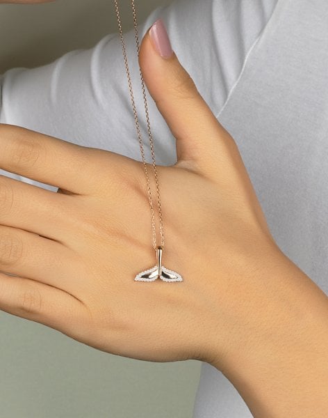 Özel Tasarım Gümüş Balına Kuyruğu Kolye