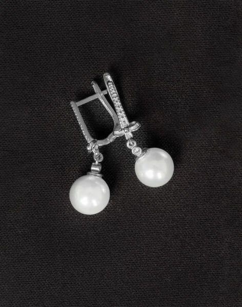 925 Ayar Gümüş Fiyonk Küre İnci Küpe