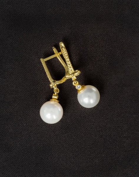 925 Ayar Gümüş Fiyonk Küre İnci Küpe