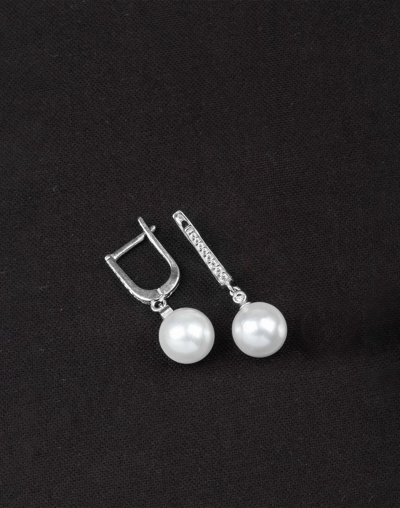 925 Ayar Gümüş Zirkon Taşlı Küre İnci Küpe