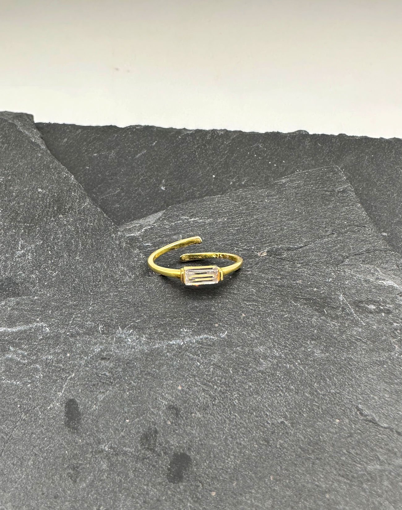 Baget Taşlı Ayarlanabilir Gümüş Yüzük