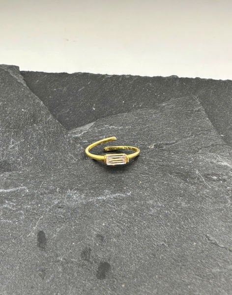 Baget Taşlı Ayarlanabilir Gümüş Yüzük