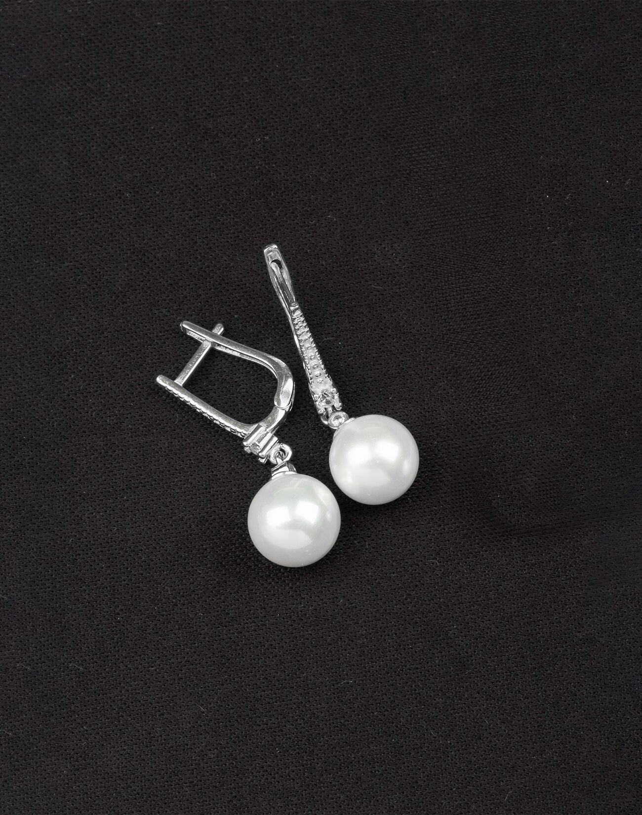 925 Ayar Gümüş Zirkon Taşlı Zarif Küre İnci Küpe