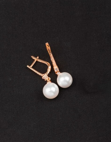 925 Ayar Gümüş Zirkon Taşlı Zarif Küre İnci Küpe