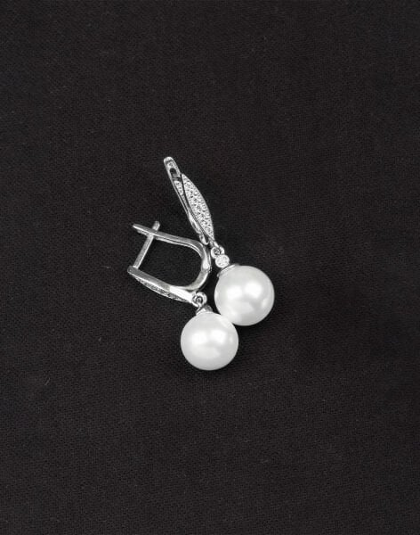 925 Ayar Gümüş Elegance Küre İnci Küpe Rodyum Kaplama