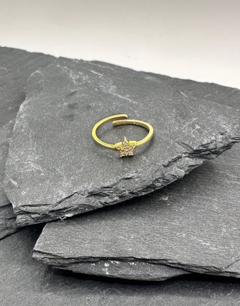 Yıldızlı Ayarlanabilir  Gümüş Yüzük