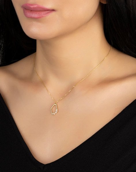 Serpme Baget Taşlı Altın Denge Kolye