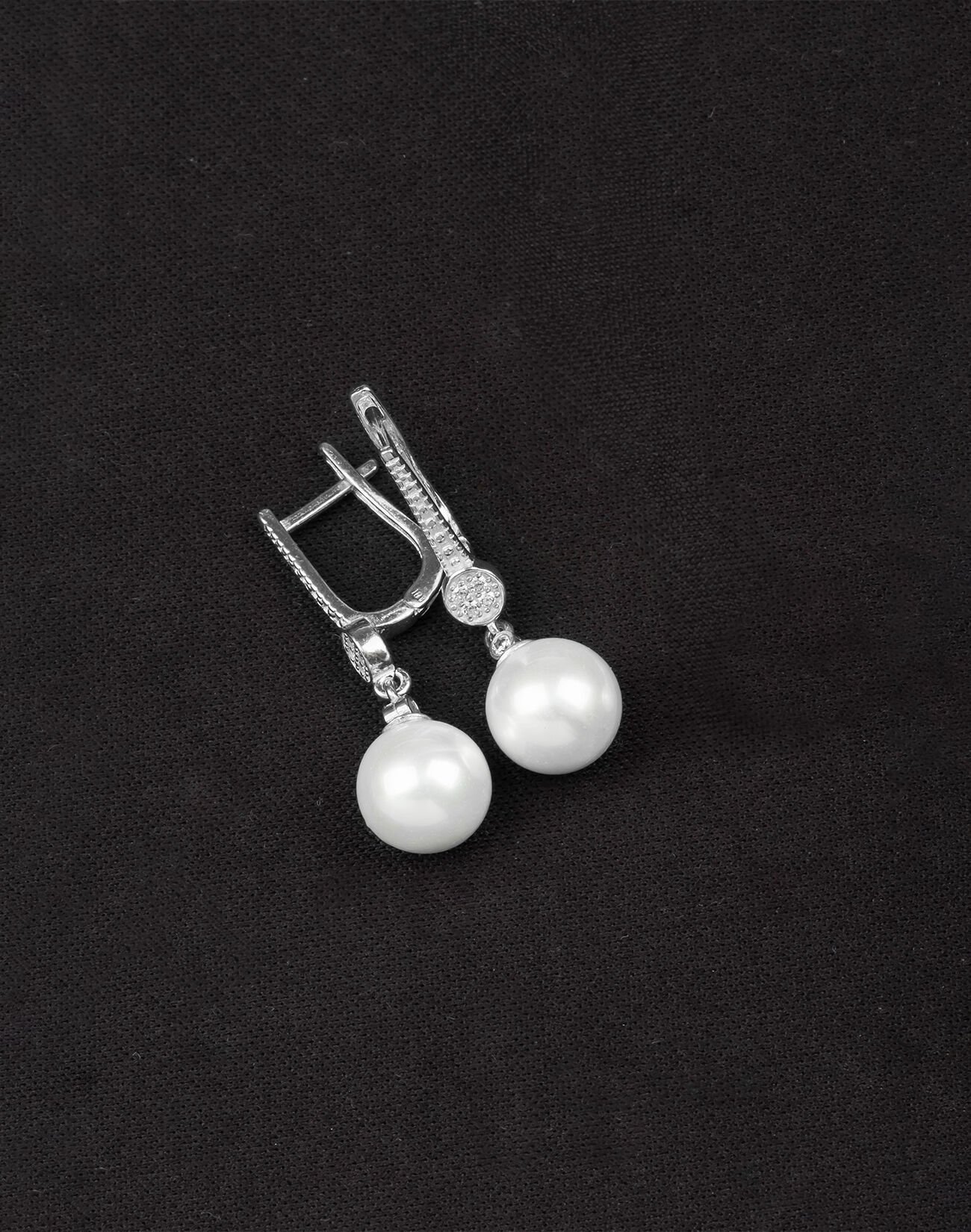 925 Ayar Gümüş Minimal Taşlı Küre İnci Küpe