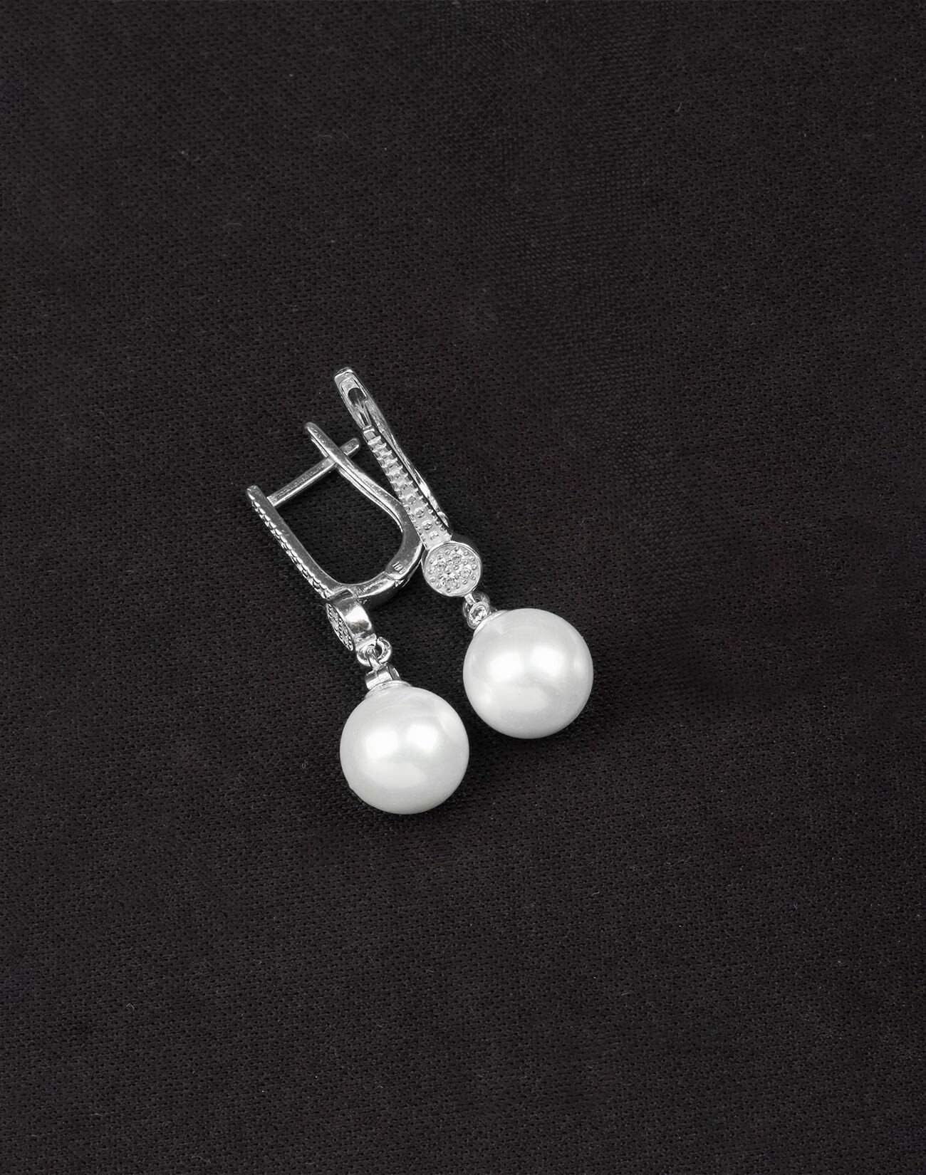 925 Ayar Gümüş Minimal Taşlı Küre İnci Küpe