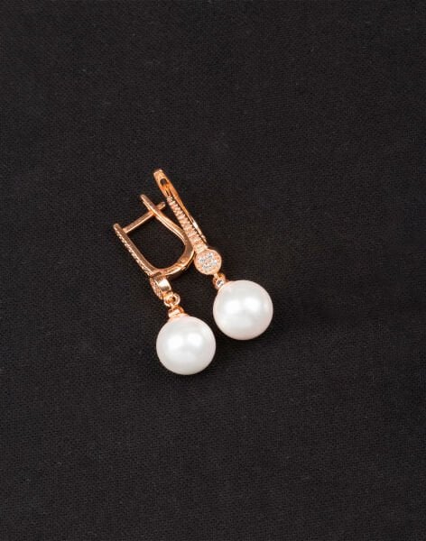 925 Ayar Gümüş Minimal Taşlı Küre İnci Küpe