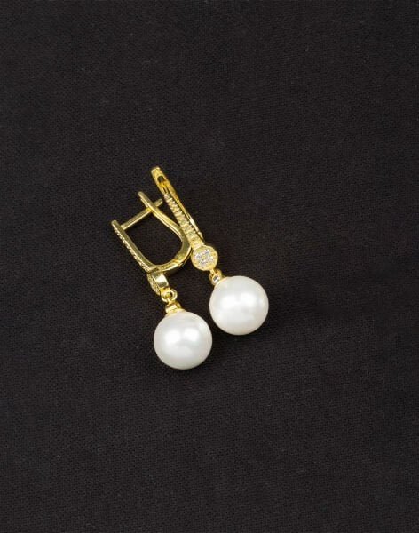 925 Ayar Gümüş Minimal Taşlı Küre İnci Küpe