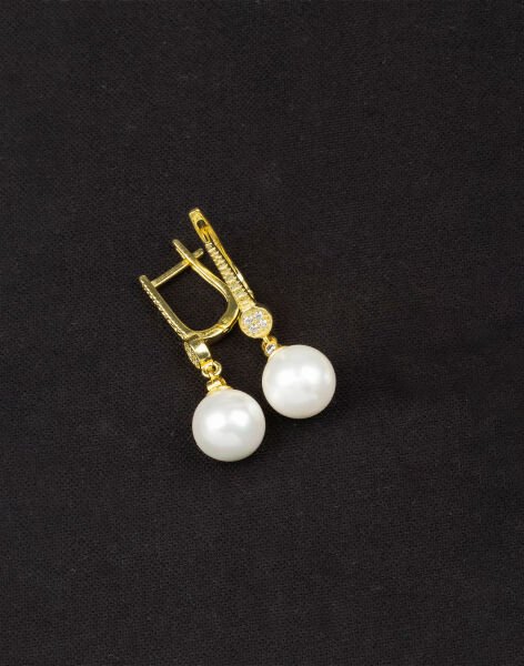 925 Ayar Gümüş Minimal Taşlı Küre İnci Küpe