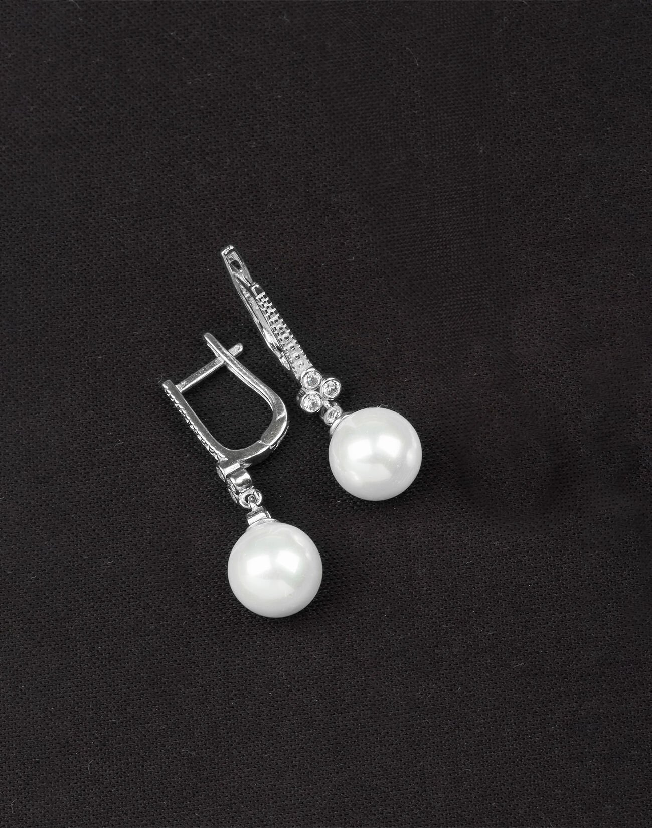 925 Ayar Gümüş Zirkon Taşlı Tria Küre İnci Küpe