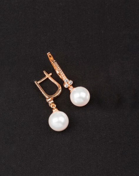 925 Ayar Gümüş Zirkon Taşlı Tria Küre İnci Küpe