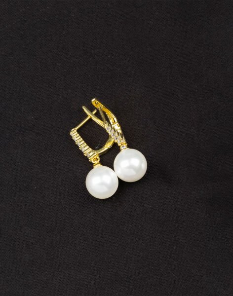 925 Ayar Gümüş Sıra Taşlı Küre İnci Küpe