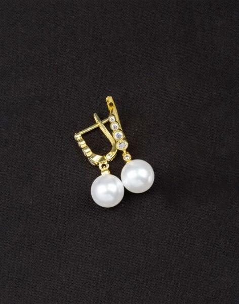 925 Ayar Gümüş Tria Modeli Küre İnci Küpe