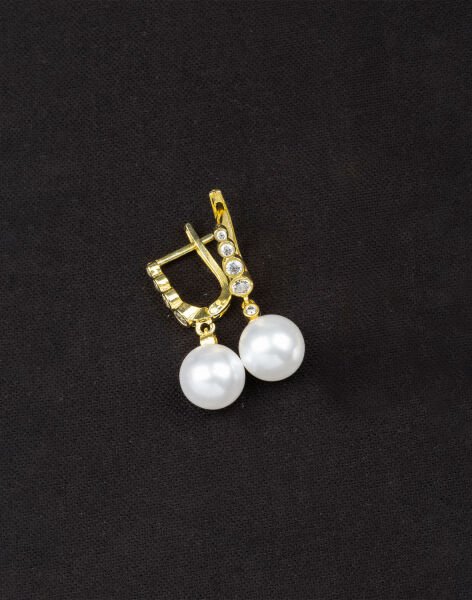 925 Ayar Gümüş Tria Modeli Küre İnci Küpe