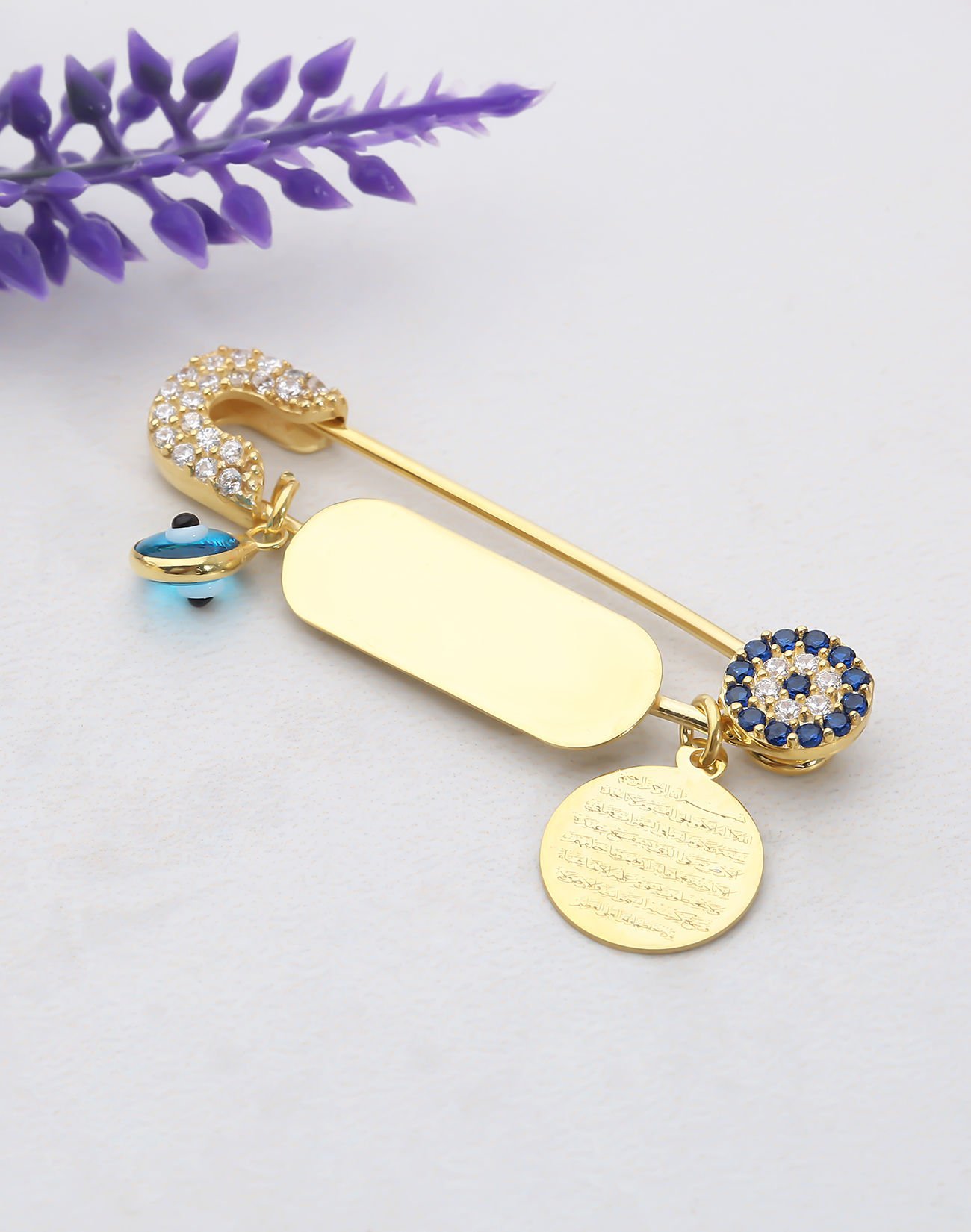 Kişiye Özel Gümüş Nazarlı Cam Gözlü Bebek İğnesi