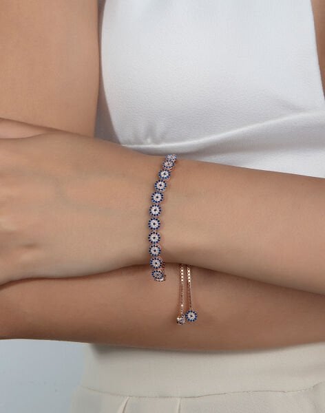 Nazar Boncuklu Su Yolu Asansörlü Gümüş Bileklik