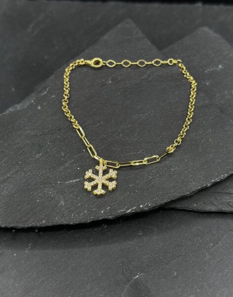 Kar Tanesi Sallantılı Doc Zincirli Gümüş Bileklik