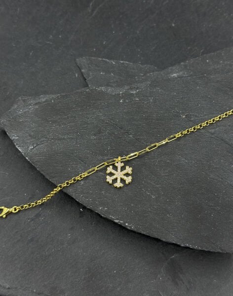 Kar Tanesi Sallantılı Doc Zincirli Gümüş Bileklik