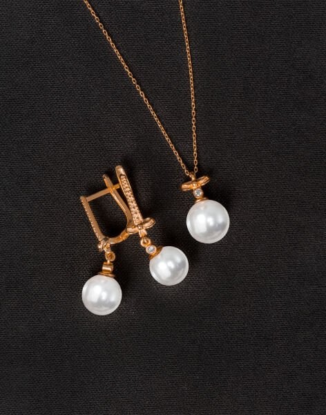 925 Ayar Gümüş Fiyonk Küre İnci Set