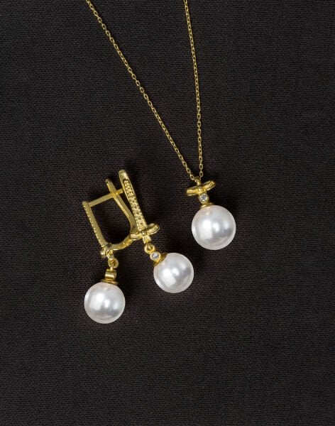 925 Ayar Gümüş Fiyonk Küre İnci Set