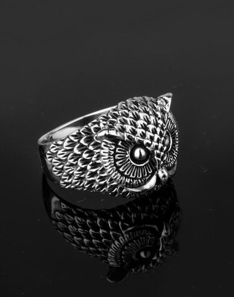 925 Ayar Gümüş Baykuş Erkek Yüzüğü