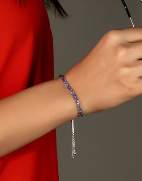 925 Ayar Gümüş Pırlanta Tasarımı Asansörlü Bileklik MOR