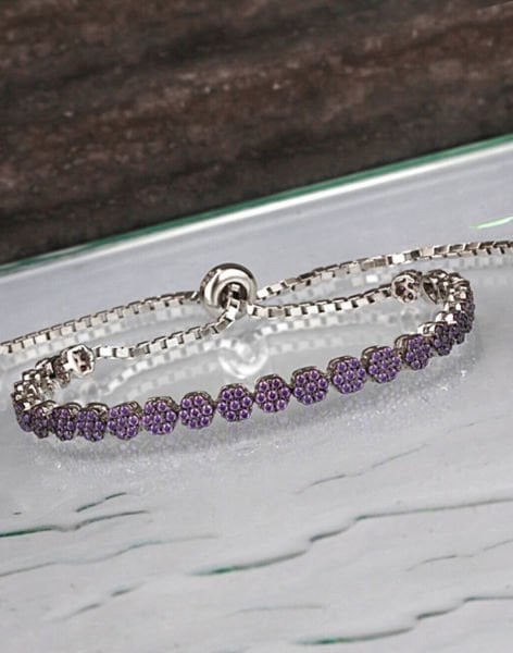 925 Ayar Gümüş Pırlanta Tasarımı Asansörlü Bileklik MOR