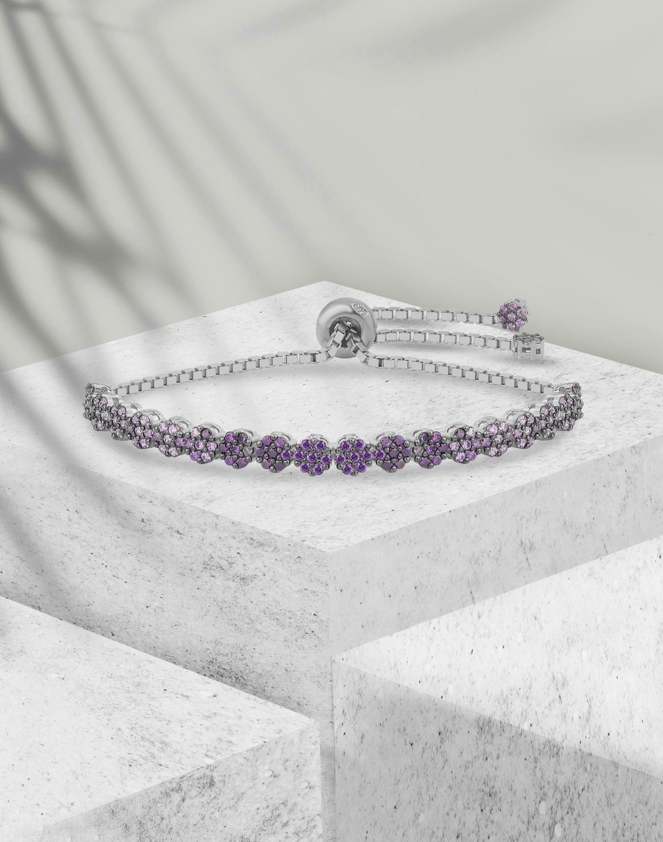 925 Ayar Gümüş Pırlanta Tasarımı Asansörlü Bileklik MOR